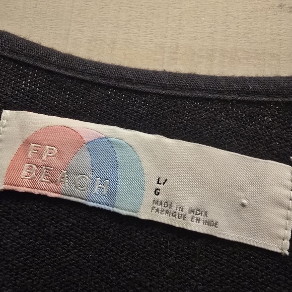 {L} Free People Beach Black Maxi Dress Bell Sleeve Gauze - Picture 7 of 10